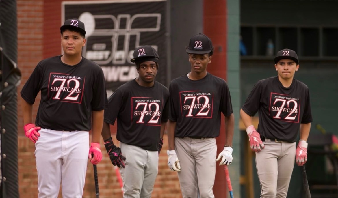 Duane with teammates at the Diversity in Baseball Showcase